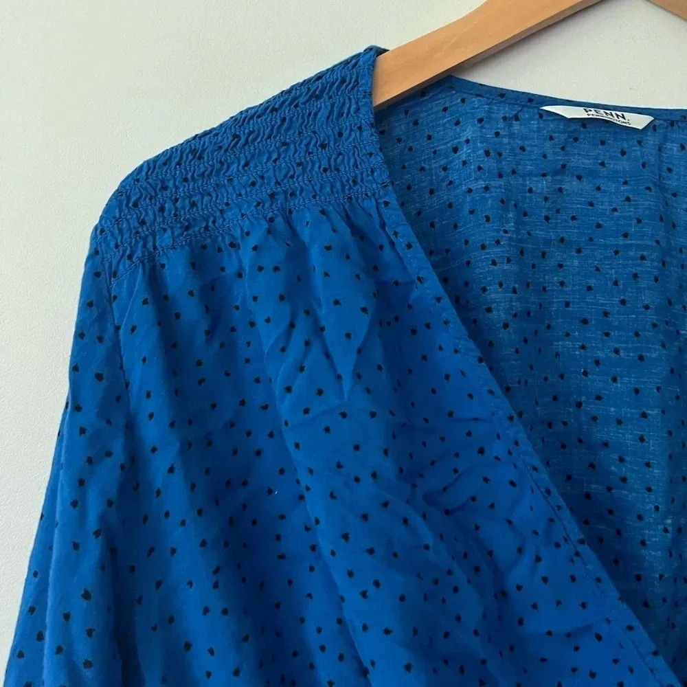 Penningtons Long Sleeve Blouse | Blue Polka Dots | Size X - Picture 5 of 7